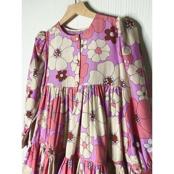 MANOUSH Silk Blend Groovy Floral Comic Strip Shirt Dress US 36 NWT $945 - Picture 11 of 16